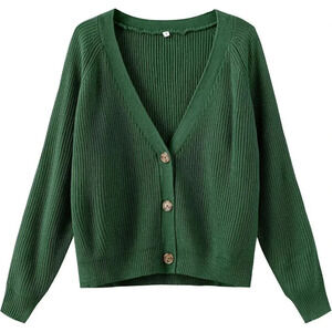 ❤️Women's Green  Long Sleeve Open Front Cardigan Single Breasted Knitted Sweater